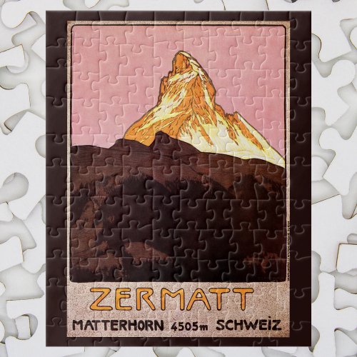 Vintage Travel Matterhorn Mountain Switzerland Jigsaw Puzzle