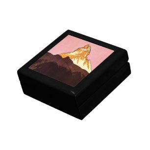 Vintage Travel, Matterhorn Mountain, Switzerland Keepsake Box