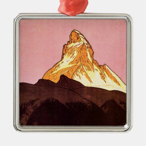 Vintage Travel Matterhorn Mountain Switzerland Metal Ornament