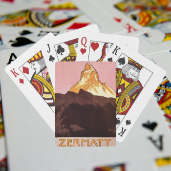 Vintage Travel  Matterhorn Mountain  Switzerland Playing Cards by YesterdayCafe at Zazzle