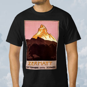 Vintage Travel, Matterhorn Mountain, Switzerland T-Shirt
