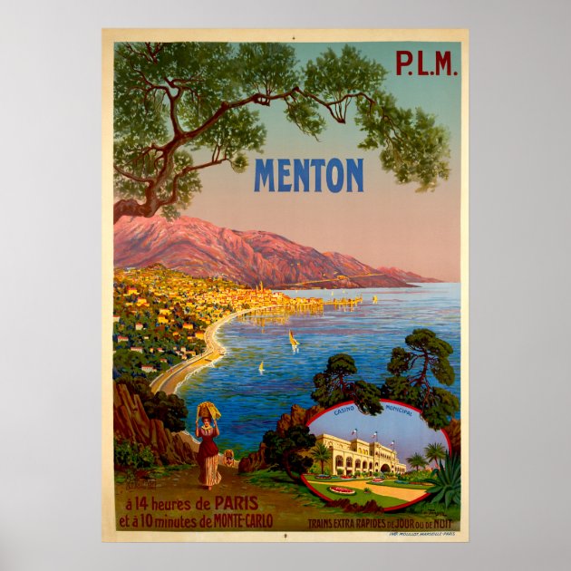Vintage French Railways Menton Tourism Poster A3/A2/A1 Print 