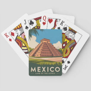 Vintage Travel Mexico Aztec Pyramid Retro Graphic Poker Cards