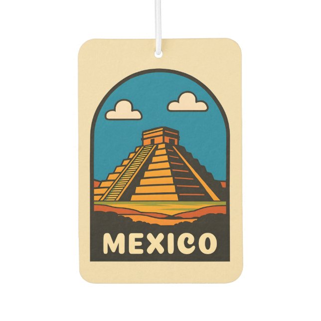 Vintage Travel Mexico Aztec Pyramid Retro Scenic Air Freshener (Front)