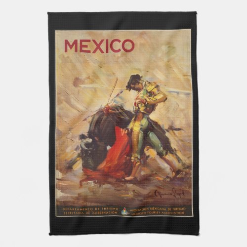 Vintage Travel Mexico Bull Fighting Matador Towel