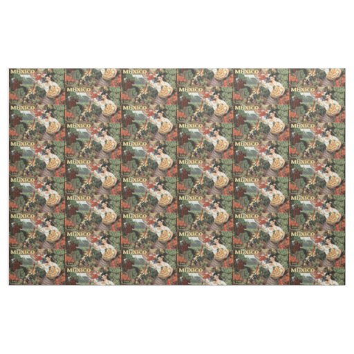 Vintage Travel Mexico customizable fabric