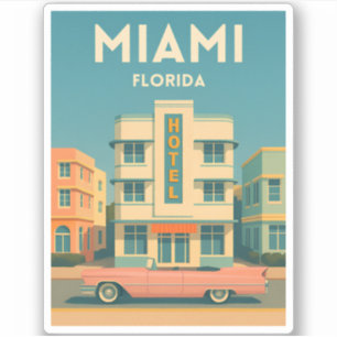 Vintage Travel Miami Art Deco District Florida Sticker