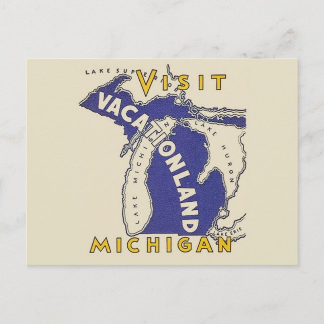 Vintage Travel - Michigan Vacationland Postcard (Front)