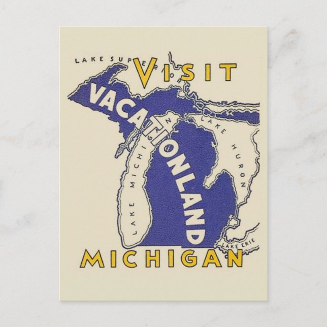 Vintage Travel - Michigan Vacationland Postcard (Front)