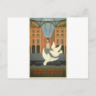 Vintage Travel Milan Orient Express Postcard