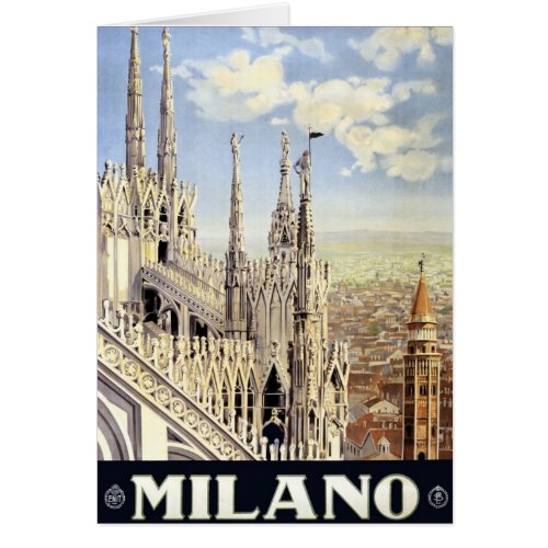 Vintage Travel Milano Italy Gothic Cathedral Duomo