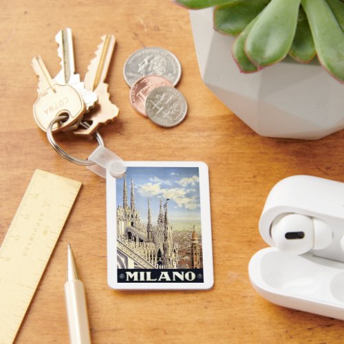 Vintage Travel Milano Italy Gothic Cathedral Duomo Keychain