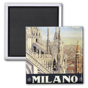 Vintage Travel Milano Italy Gothic Cathedral Duomo Magnet
