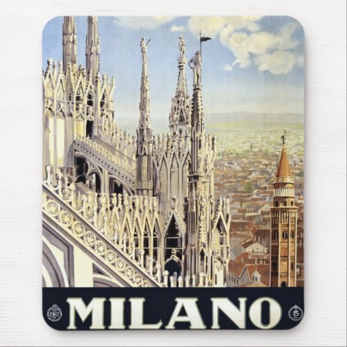 Vintage Travel Milano Italy Gothic Cathedral Duomo Mouse Pad