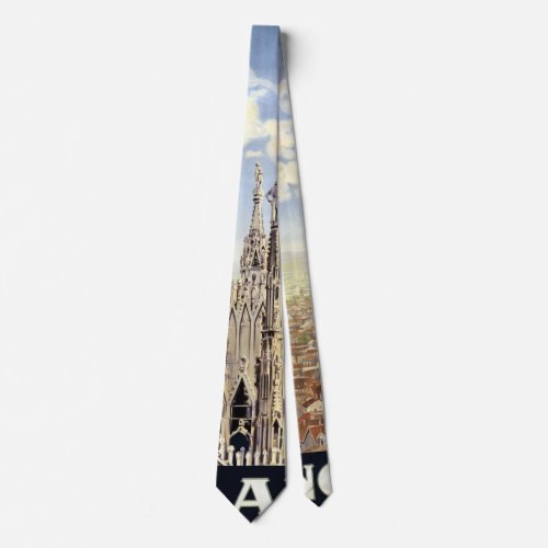 Vintage Travel Milano Italy Gothic Cathedral Duomo Neck Tie