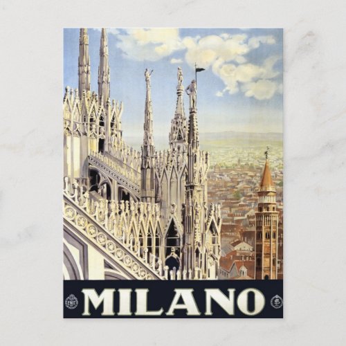 Vintage Travel Milano Italy Gothic Cathedral Duomo Postcard