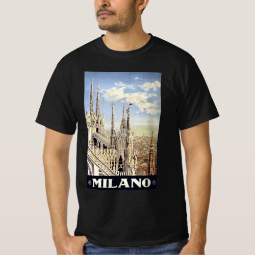 Vintage Travel Milano Italy Gothic Cathedral Duomo T_Shirt