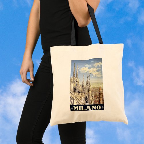 Vintage Travel Milano Italy Gothic Cathedral Duomo Tote Bag