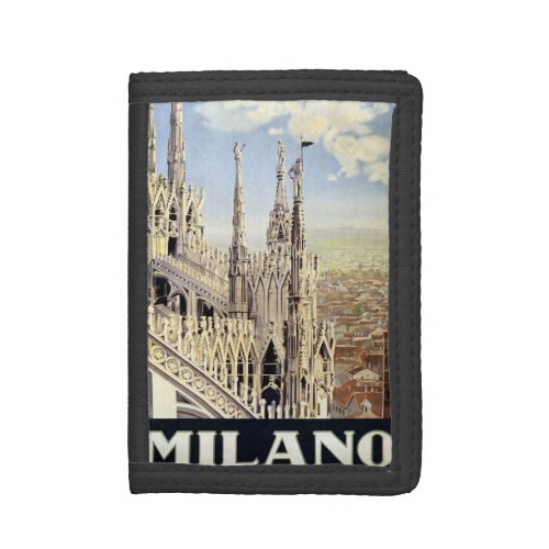 Vintage Travel Milano Italy Gothic Cathedral Duomo Trifold Wallet