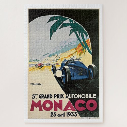 Vintage Travel Monaco Grand Prix Automobile Jigsaw Puzzle