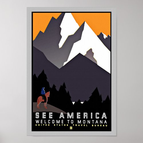 Vintage Travel Montana Poster