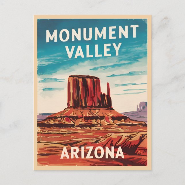 Vintage Travel Monument Valley Arizona Retro Postcard (Front)
