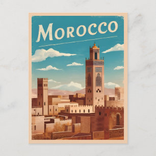 Vintage Travel Morocco North Africa Retro Scenic Postcard
