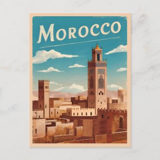 Vintage Travel Morocco North Africa Retro Scenic