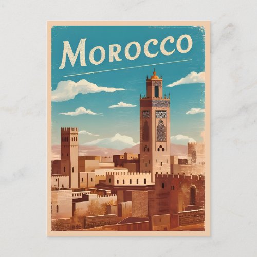Vintage Travel Morocco North Africa Retro Scenic Postcard