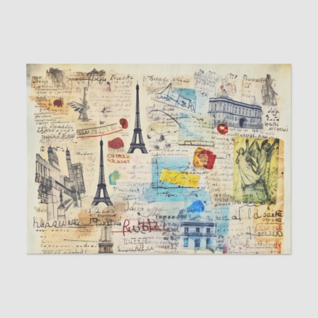 Vintage Travel Motifs Decoupage Tissue Paper (Front)