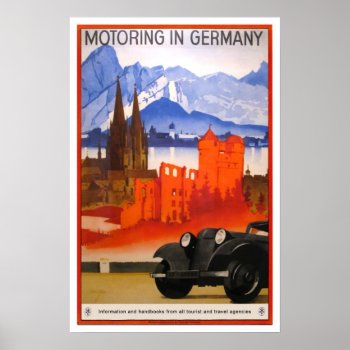 Vintage Travel Motoring In Germany Poster by ContinentalToursist at Zazzle