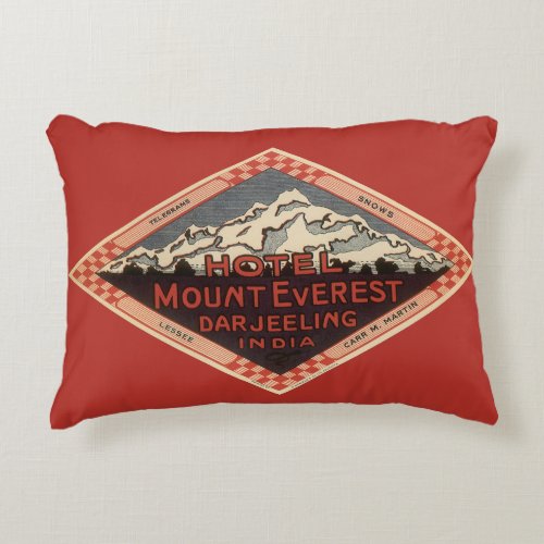 Vintage Travel Mount Everest Darjeeling India Accent Pillow