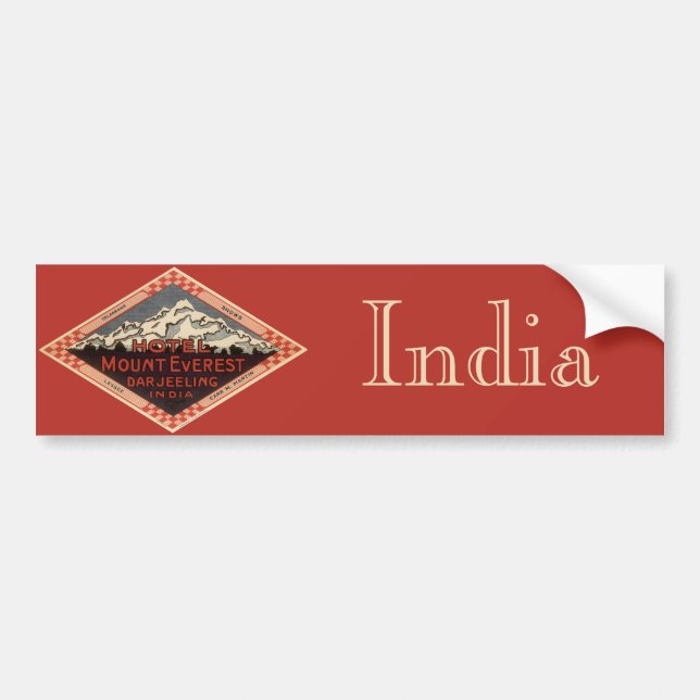 Vintage Travel, Mount Everest, Darjeeling India Bumper Sticker (Front)