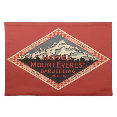 Vintage Travel Mount Everest Darjeeling India Cloth Placemat