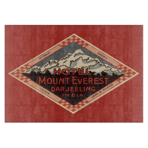 Vintage Travel Mount Everest Darjeeling India Cutting Board