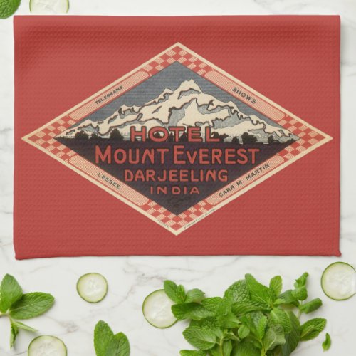 Vintage Travel Mount Everest Darjeeling India Kitchen Towel