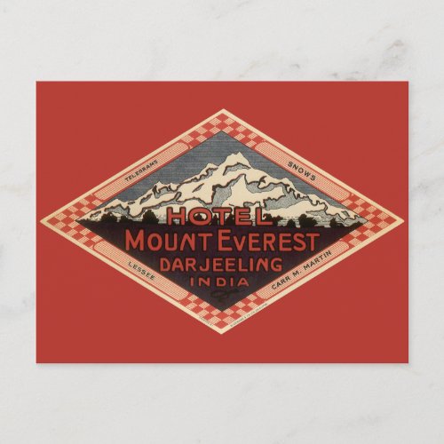 Vintage Travel Mount Everest Darjeeling India Postcard