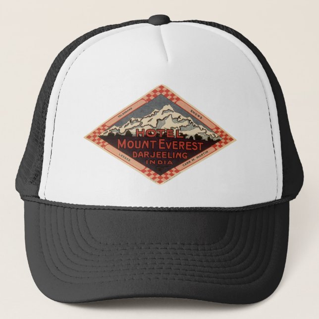 Vintage Travel, Mount Everest, Darjeeling India Trucker Hat (Front)