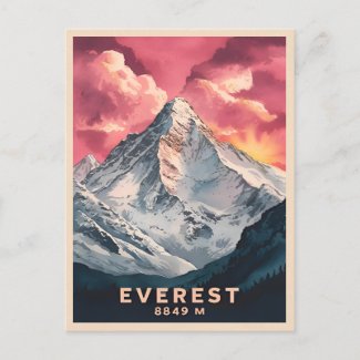 Vintage Travel Mount Everest Himalayas Retro 