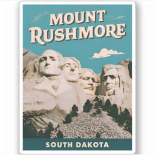 Vintage Travel Mount Rushmore Retro Graphic Sticker