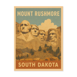 Vintage Travel Mount Rushmore South Dakota Retro Postcard