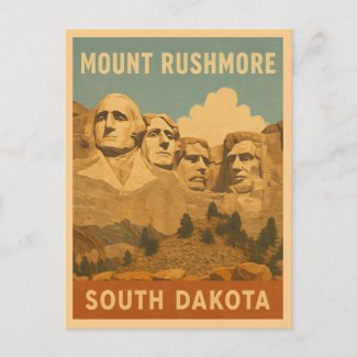 Vintage Travel Mount Rushmore South Dakota Retro