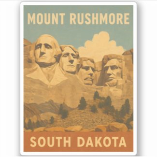 Vintage Travel Mount Rushmore South Dakota Retro