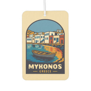Vintage Travel Mykonos Greece Island Seaside Retro Air Freshener
