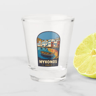 Vintage Travel Mykonos Greece Island Seaside Retro Shot Glass