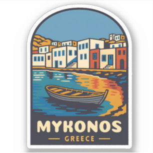 Vintage Travel Mykonos Greece Island Seaside Retro Sticker