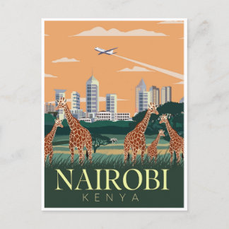 Vintage travel Nairobi capital Kenya vacation Postcard