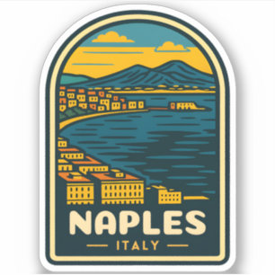 Vintage Travel Naples Italy Retro Scenic Coastline Sticker
