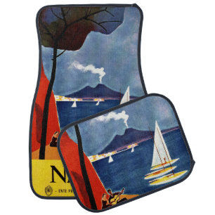 Vintage Travel Napoli Naples Italy car floor mats