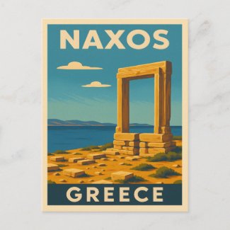 Vintage Travel Naxos Greece Coastal Retro Scenic